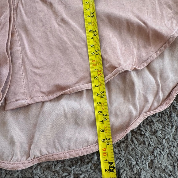 Zara Collection Rose Gold Blush Copper Ruffled Satin Shirt Dress Oversized M - Picture 9 of 11